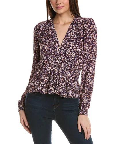 Isabel Marant Etoile Eddy Silk-trim Blouse In Purple