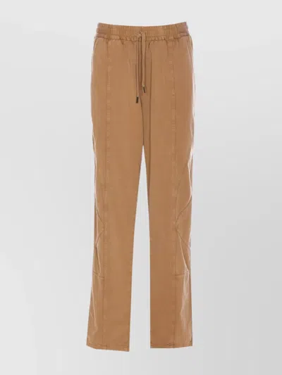 Isabel Marant Étoile Elastic Waistband Straight Leg Trousers In Brown