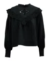 Isabel Marant Étoile Elija Dolman-sleeve Blouse In Black Linen In Black