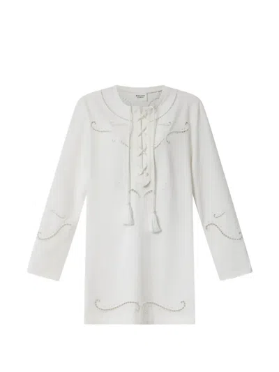 Isabel Marant Étoile Elka Broderie Anglaise Lace-up Mini Dress In White