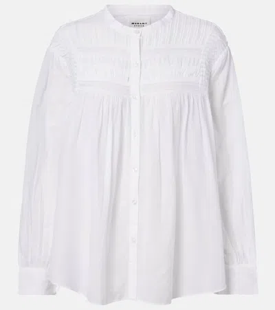 Isabel Marant Étoile Elodia Embroidered Cotton-blend Blouse In White