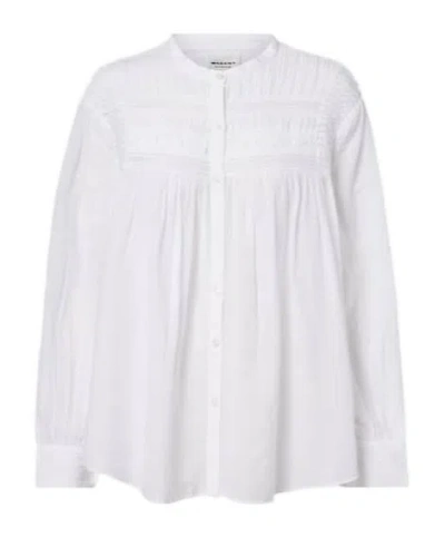 Isabel Marant Étoile Elodia Embroidered Cotton-blend Blouse In White