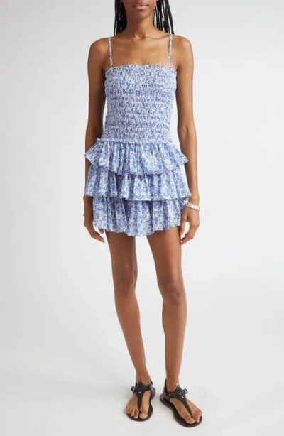 Isabel Marant Étoile Elodie Floral Print Voile Minidress In Blue
