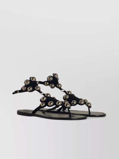 ISABEL MARANT ÉTOILE EMBELLISHED FLAT SOLE SANDALS WITH METALLIC ACCENTS