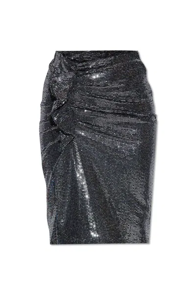 Isabel Marant Étoile Embellished Stretch Nylon Blend Dolene Skirt In Argento