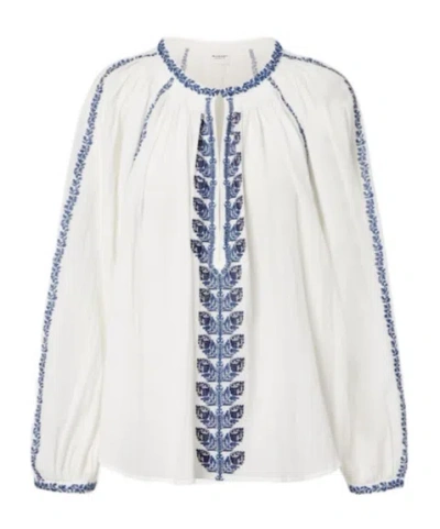 Isabel Marant Étoile Embroidered Cotton Blouse In White