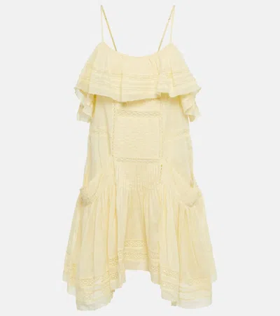 Isabel Marant Étoile Besticktes Minikleid Aus Baumwolle In Light Yellow