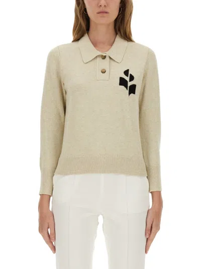 ISABEL MARANT ÉTOILE EMBROIDERED LOGO WITH CLASSIC COLLAR POLO SHIRT