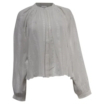 Isabel Marant Etoile Embroidered Long Sleeve Blouse In White Cotton