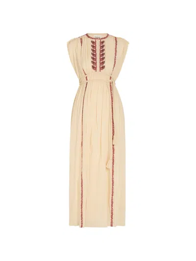 Isabel Marant Étoile Embroidered Rope-belt Maxi Dress In Neutral