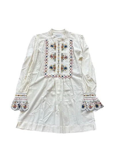 Isabel Marant Étoile Embroidered Ruffled-cuff Mini Dress In White