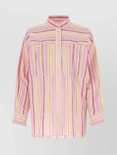 Isabel Marant Étoile Embroidered Stripes Taylor Oversize Shirt In Pink
