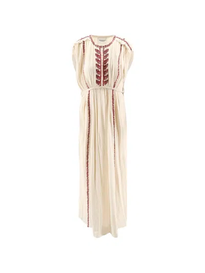 Isabel Marant Étoile Embroidered Tie Waist Dress In Metallic