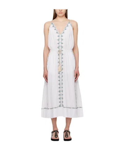 Isabel Marant Étoile Embroidered V-neck Dress In White