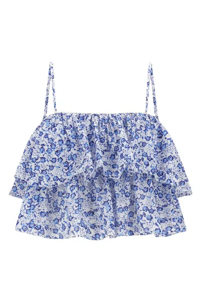 Isabel Marant Etoile Isabel Marant Étoile Erisa Floral Ruffle Crop Top In Blue