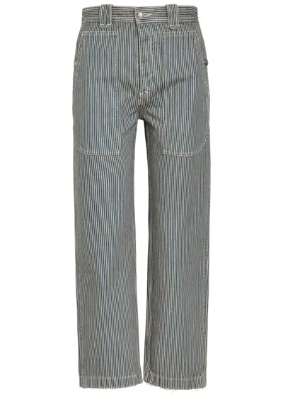 Isabel Marant Étoile Ermina Pinstripe Cropped Straight-leg Twill Jeans In Gray