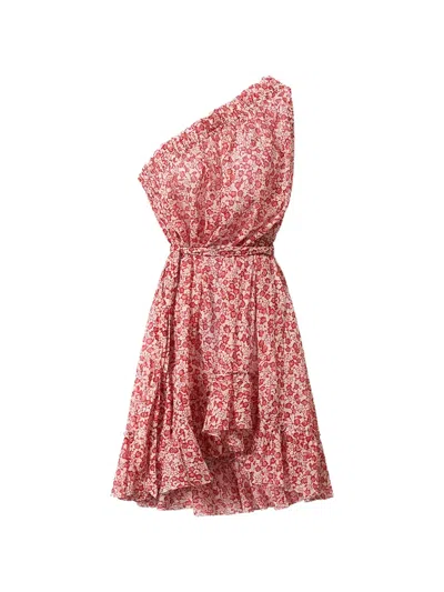 Isabel Marant Étoile Estella One-shoulder Floral-print Dress In Red