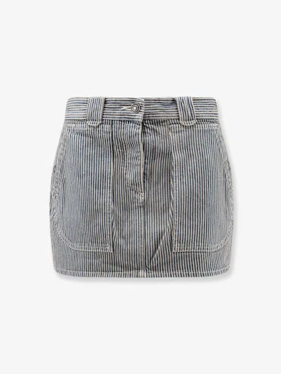 Isabel Marant Étoile Estera Cotton Skirt With Striped Pattern In Blue
