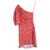Isabel Marant Étoile Esther One-shoulder Mini Dress In Floral-print Cotton In Red