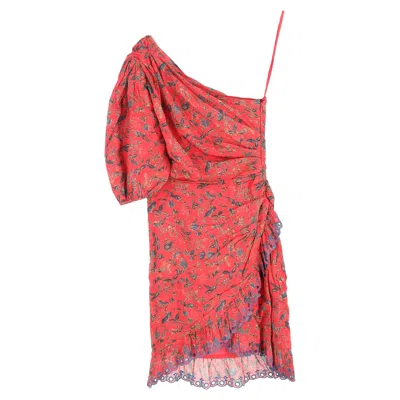 Isabel Marant Étoile Esther One-shoulder Mini Dress In Floral-print Cotton In Red