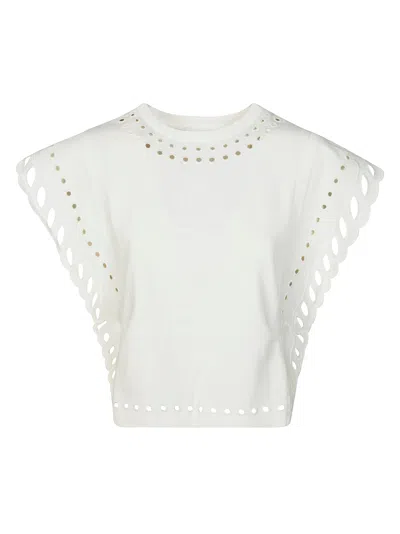 Isabel Marant Étoile Odyle Flutter Scalloped Sleeve Top In White