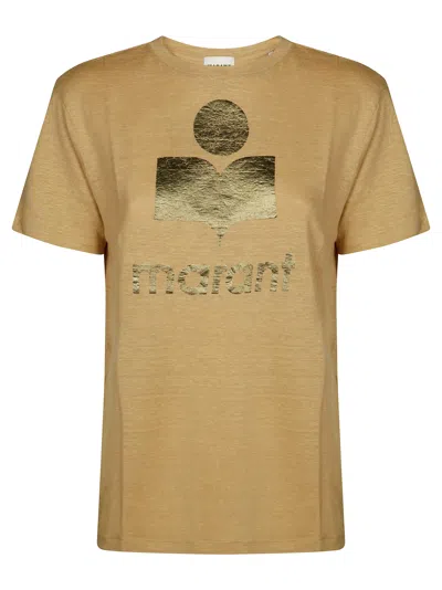 Isabel Marant Étoile Zewel Short Sleeve Crew Neck Top In Brown