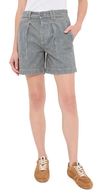 Isabel Marant Étoile Eveja Striped Cotton Shorts In Blue