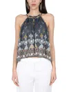 Isabel Marant Étoile Flared Geometric-print Halterneck Top In Multicolor
