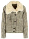Isabel Marant Étoile Fadia Virgin Wool Jacket Plaid Shearling In Brown