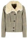 Isabel Marant Étoile Fadia Virgin Wool Jacket Plaid Shearling In Brown