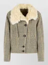 Isabel Marant Étoile Fadia Virgin Wool Jacket Plaid Shearling In Brown