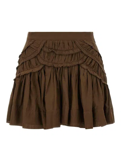 Isabel Marant Étoile Ruffled Layered Skirt Detailed Design In Brown