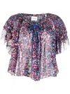 Isabel Marant Étoile Graphic-print Ruffle-detail Blouse In Pink