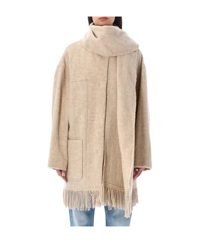 Isabel Marant Étoile Faty Fringed Knitted Coat In Nude