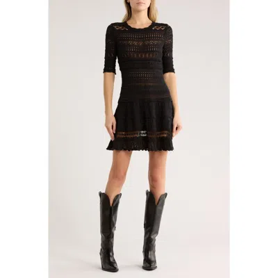 Isabel Marant Étoile Fauve-ge Open Stitch Minidress In Black