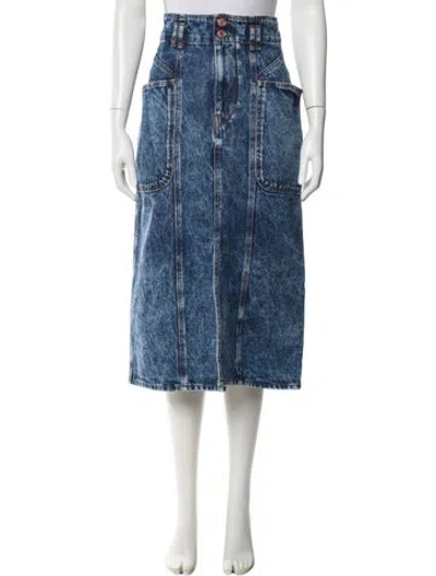 Pre-owned Isabel Marant Étoile Faux Fur Trim Midi Length Skirt In Blue