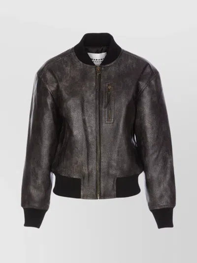ISABEL MARANT ÉTOILE FAUX LEATHER JACKET WITH CREWNECK AND POCKETS