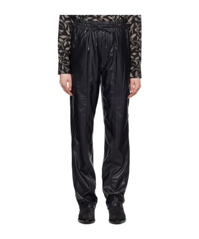 Isabel Marant Étoile Faux-leather Straight Trousers In Black