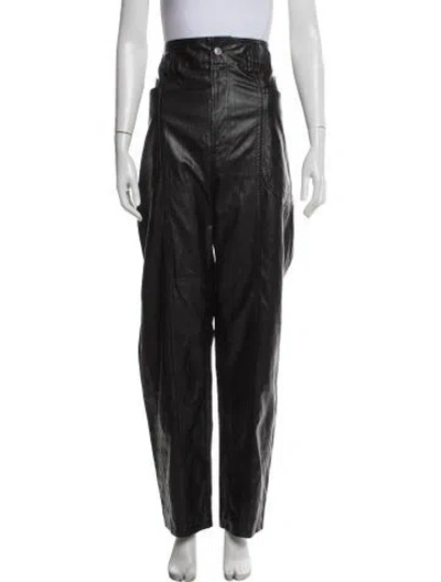 Pre-owned Isabel Marant Étoile Faux Leather Wide Leg Pants In Black
