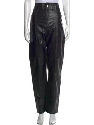 Pre-owned Isabel Marant Étoile Faux Leather Wide Leg Pants In Black