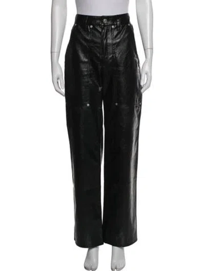 Pre-owned Isabel Marant Étoile Faux Leather Wide Leg Pants In Black