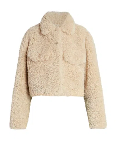 Isabel Marant Étoile Faux-shearling Cropped Jacket In Nude