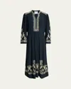 Isabel Marant Étoile Feliana Embroidered Midi Tunic Dress In Black