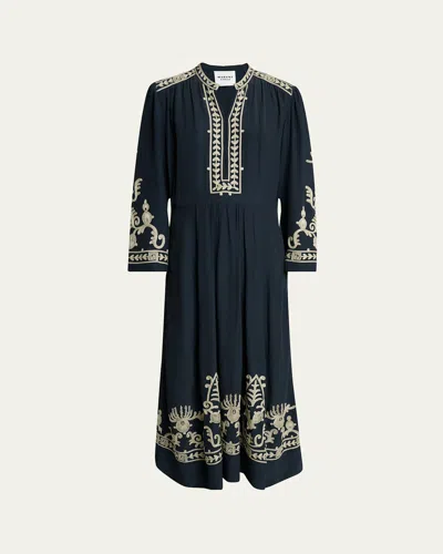 Isabel Marant Étoile Feliana Embroidered Midi Tunic Dress In Black