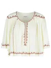 Isabel Marant Étoile 'felicity' Embroidered Cotton Blouse With 3/4 Sleeves In White