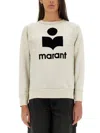 Isabel Marant Étoile Isabel Marant Etoile Women Beige High Neck Sweatshirt With Contrasting Logo Print In Cotton Blend Wo