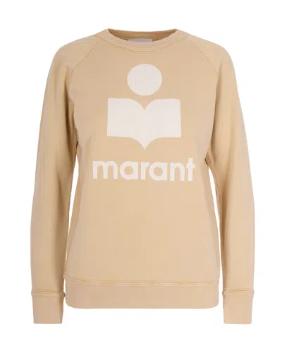 Isabel Marant Étoile Light Ochre Cotton Sweatshirt With Flocked Logo In Neutral