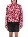 Isabel Marant Étoile Cropped Jacket Patterned Chest Pockets In Raspberry Beige