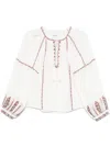 Isabel Marant Étoile 'fernanda' White Shirt With Bow Closure On The Front And Bishop Sleeves In Beige