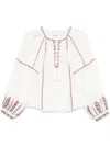 Isabel Marant Étoile 'fernanda' White Shirt With Bow Closure On The Front And Bishop Sleeves In Nude & Neutrals